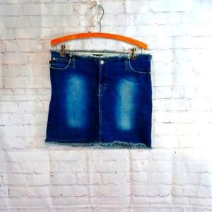 Jalate Jean Vintage Junior Woman's Jeans Stretch Waist Fringe Midi Skirt 7/8